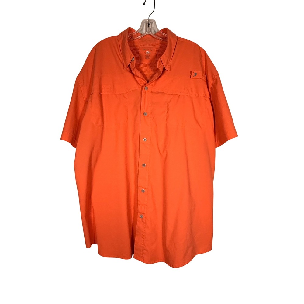 Reel Legends Mens XXL Coral Orange Short Sleeve Fishing Shirt Ventilated Ripstop